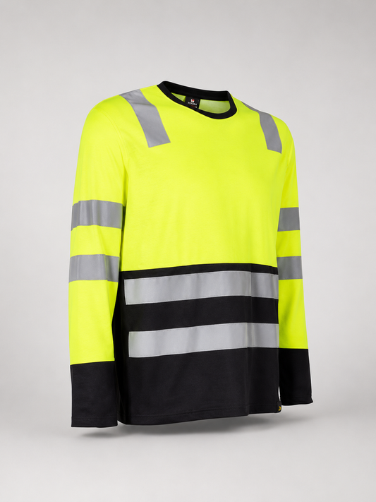 Polera Híbrida Hi-Vis Bicolor Manga Larga Hombre